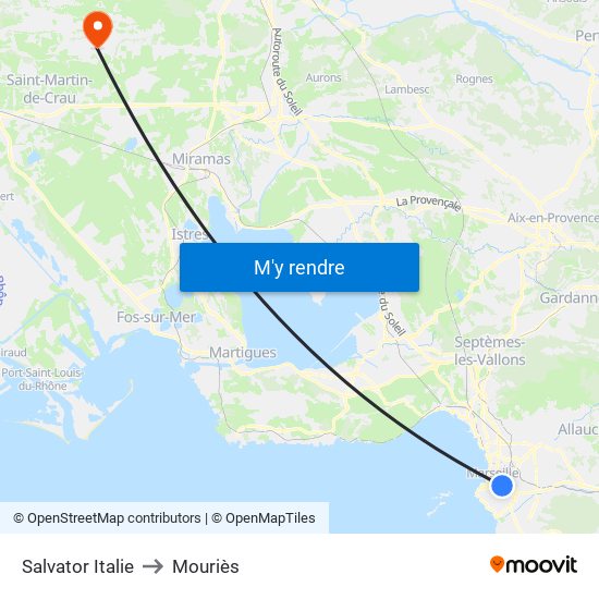 Salvator Italie to Mouriès map