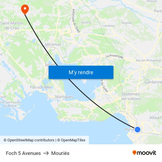 Foch 5 Avenues to Mouriès map