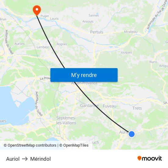 Auriol to Mérindol map