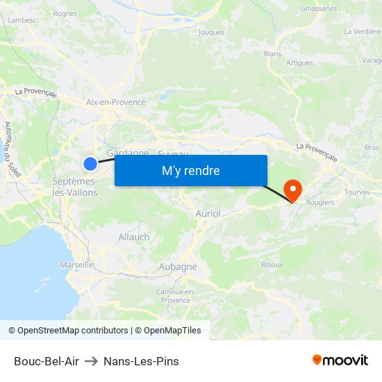 Bouc-Bel-Air to Nans-Les-Pins map