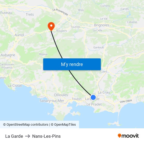 La Garde to Nans-Les-Pins map