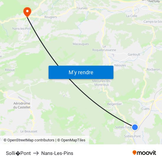 Solli�Pont to Nans-Les-Pins map