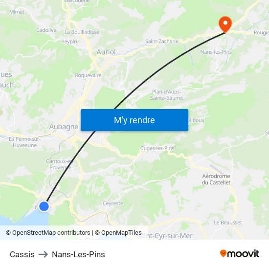 Cassis to Nans-Les-Pins map