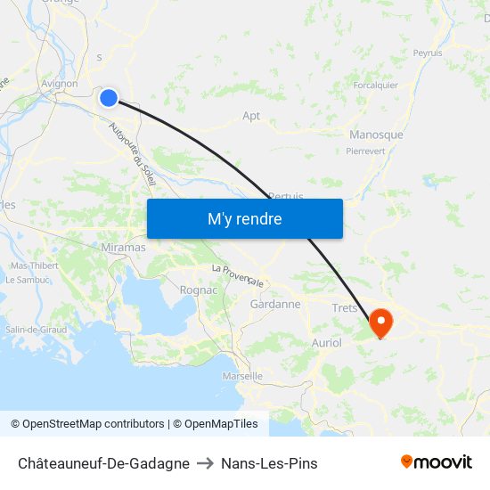 Châteauneuf-De-Gadagne to Nans-Les-Pins map