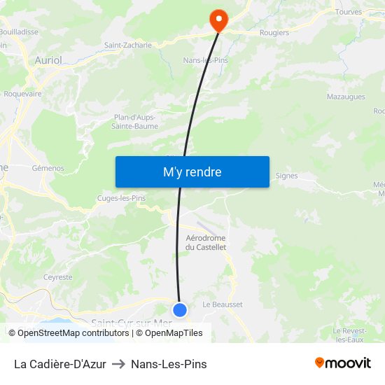 La Cadière-D'Azur to Nans-Les-Pins map