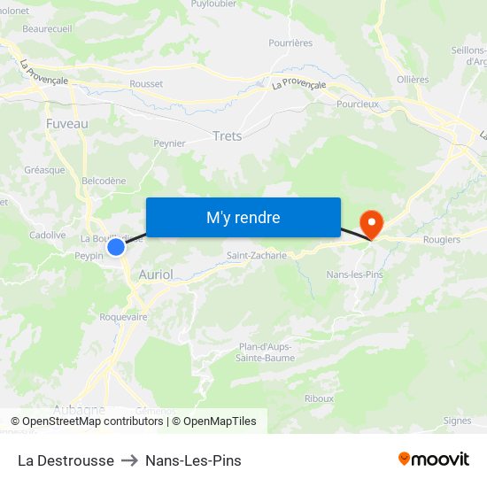 La Destrousse to Nans-Les-Pins map