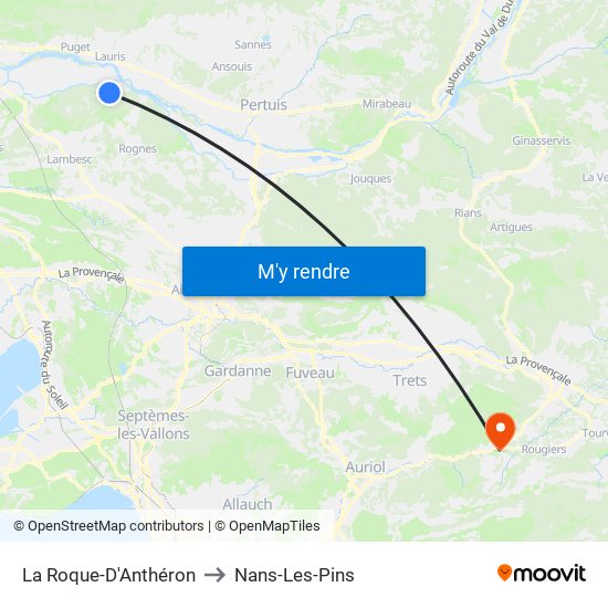 La Roque-D'Anthéron to Nans-Les-Pins map