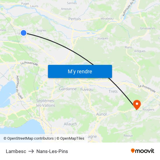 Lambesc to Nans-Les-Pins map