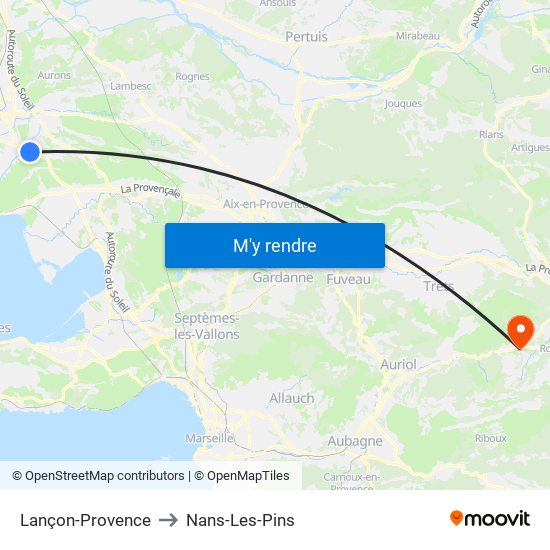 Lançon-Provence to Nans-Les-Pins map