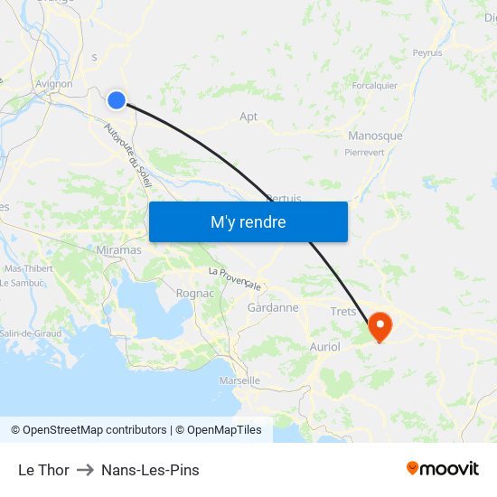 Le Thor to Nans-Les-Pins map