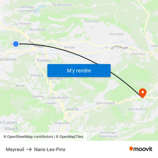 Meyreuil to Nans-Les-Pins map