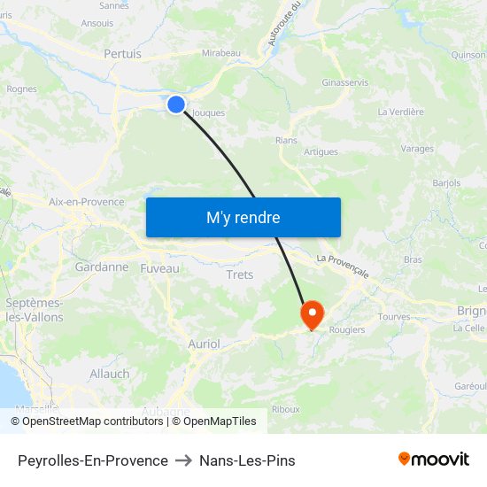 Peyrolles-En-Provence to Nans-Les-Pins map