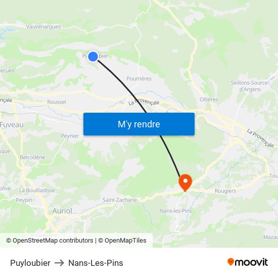 Puyloubier to Nans-Les-Pins map