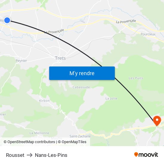 Rousset to Nans-Les-Pins map