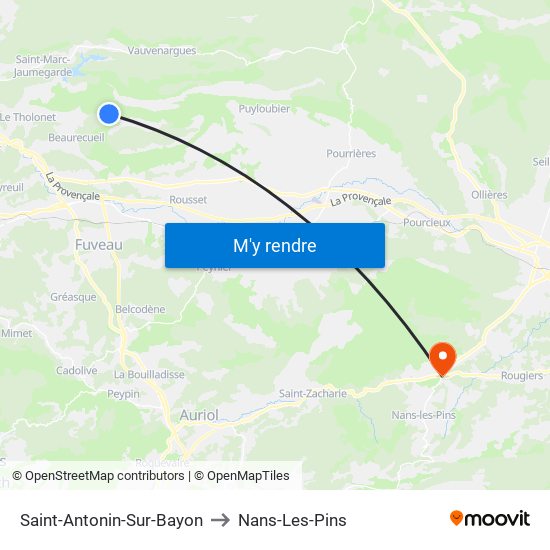 Saint-Antonin-Sur-Bayon to Nans-Les-Pins map