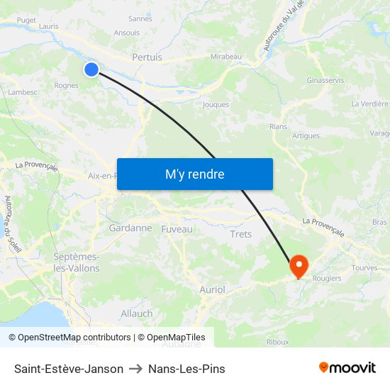 Saint-Estève-Janson to Nans-Les-Pins map