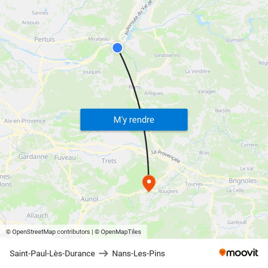 Saint-Paul-Lès-Durance to Nans-Les-Pins map