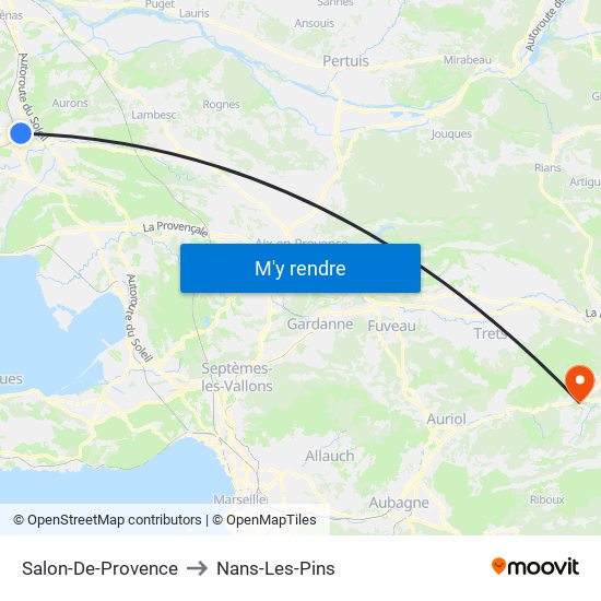 Salon-De-Provence to Nans-Les-Pins map