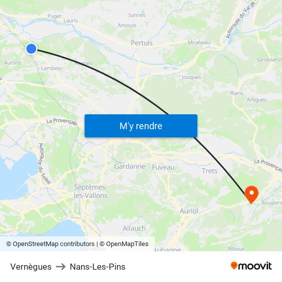 Vernègues to Nans-Les-Pins map