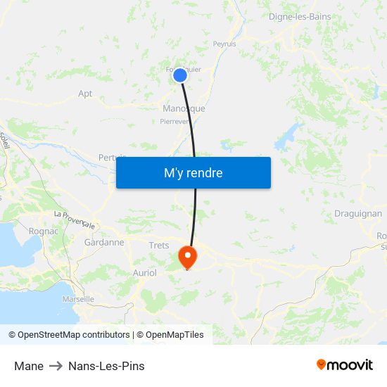 Mane to Nans-Les-Pins map