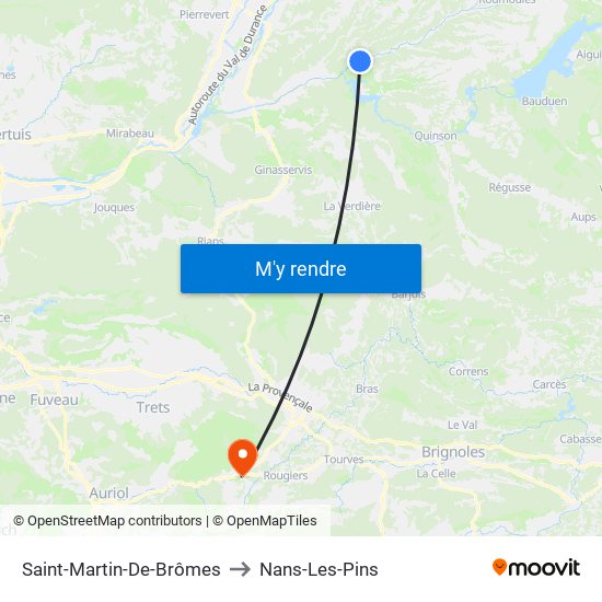 Saint-Martin-De-Brômes to Nans-Les-Pins map