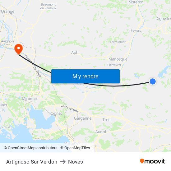 Artignosc-Sur-Verdon to Noves map
