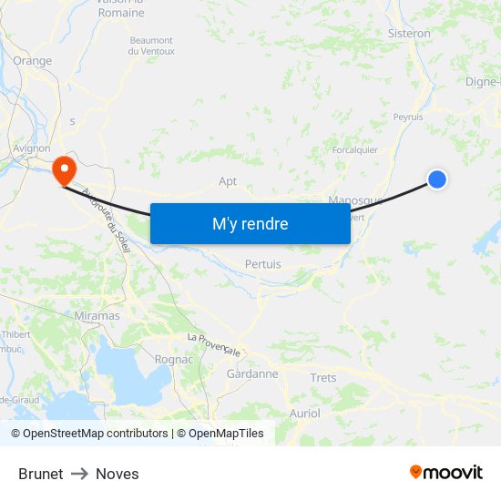 Brunet to Noves map