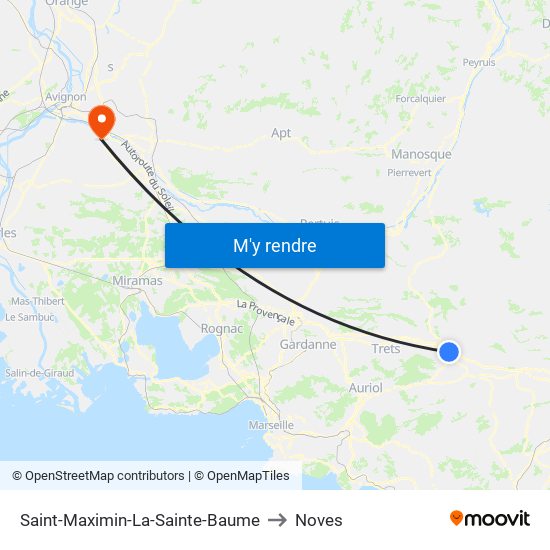 Saint-Maximin-La-Sainte-Baume to Noves map