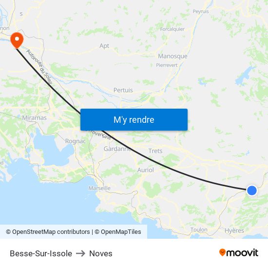 Besse-Sur-Issole to Noves map