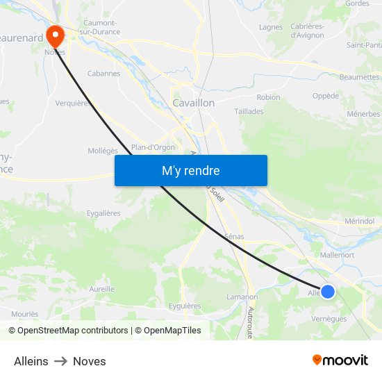 Alleins to Noves map