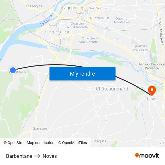 Barbentane to Noves map