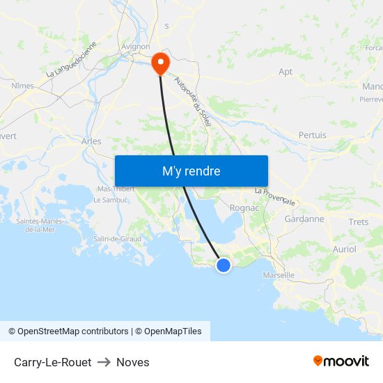 Carry-Le-Rouet to Noves map