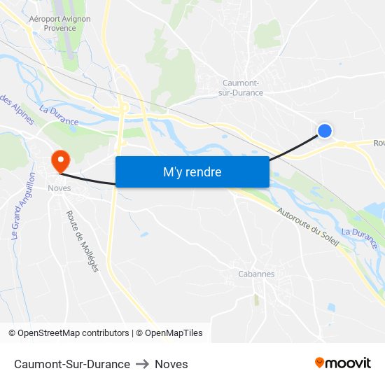 Caumont-Sur-Durance to Noves map
