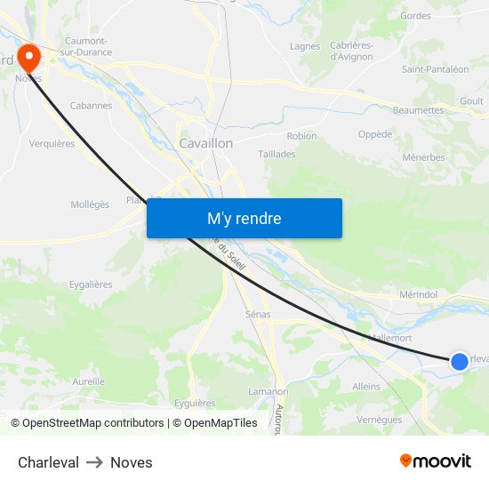 Charleval to Noves map