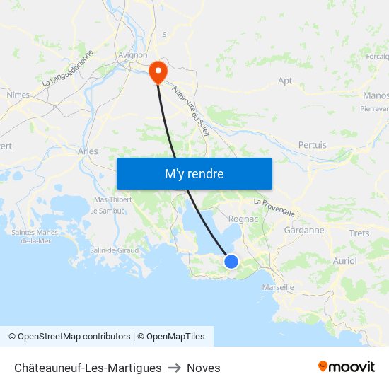 Châteauneuf-Les-Martigues to Noves map