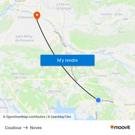 Coudoux to Noves map