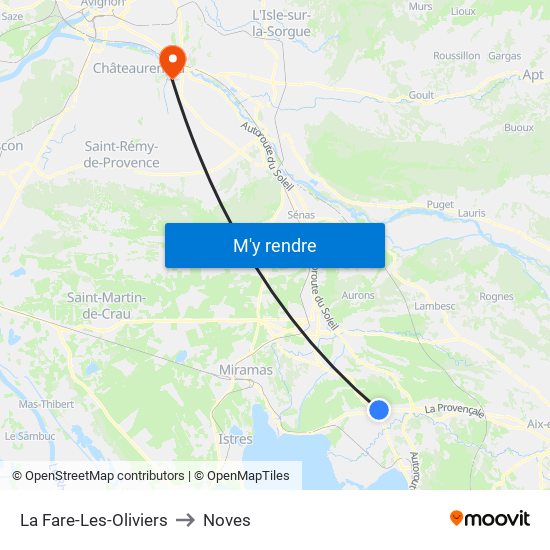La Fare-Les-Oliviers to Noves map