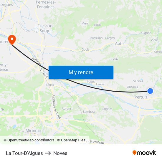 La Tour-D'Aigues to Noves map