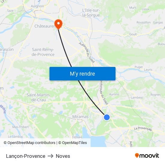 Lançon-Provence to Noves map