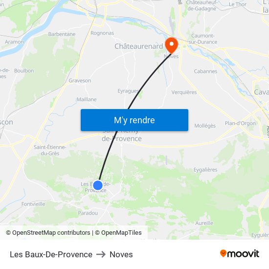 Les Baux-De-Provence to Noves map