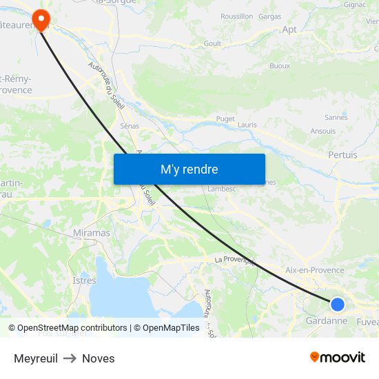 Meyreuil to Noves map