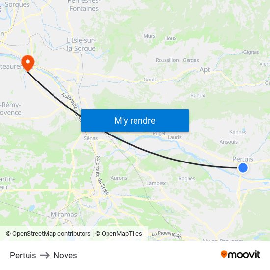 Pertuis to Noves map