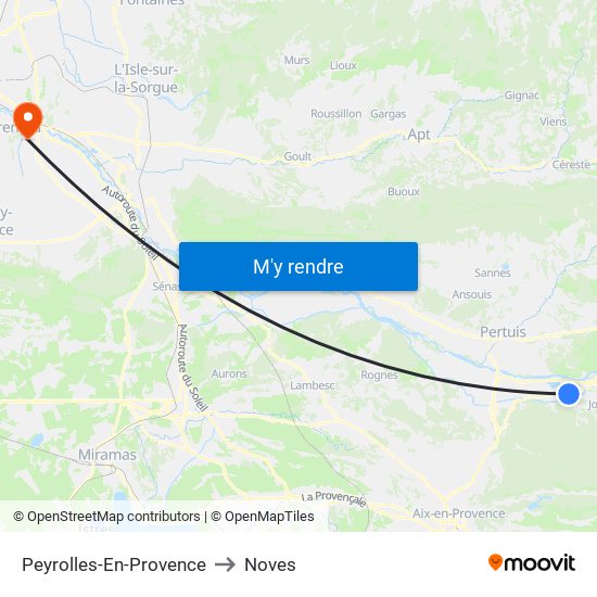 Peyrolles-En-Provence to Noves map
