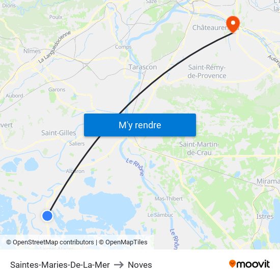 Saintes-Maries-De-La-Mer to Noves map