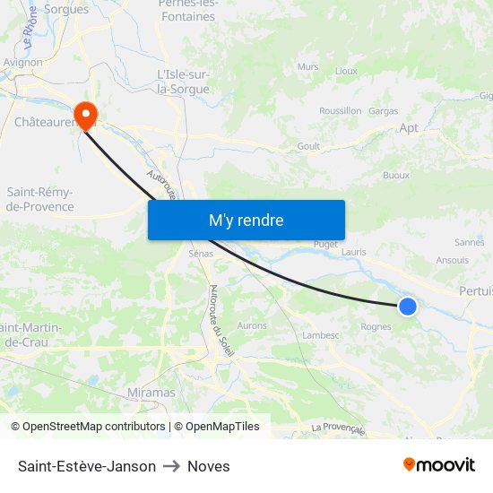 Saint-Estève-Janson to Noves map