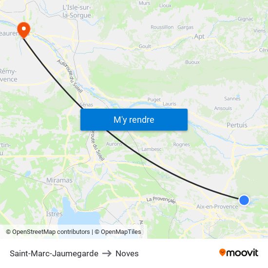 Saint-Marc-Jaumegarde to Noves map