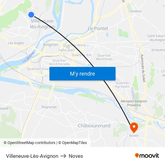 Villeneuve-Lès-Avignon to Noves map
