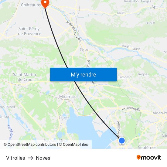 Vitrolles to Noves map