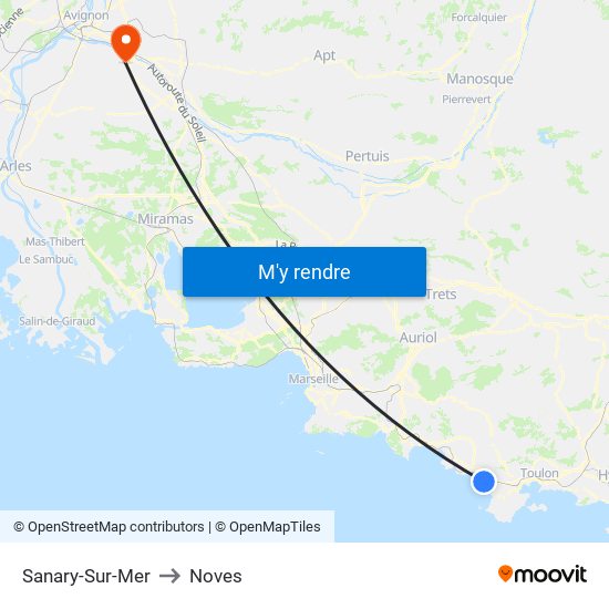 Sanary-Sur-Mer to Noves map