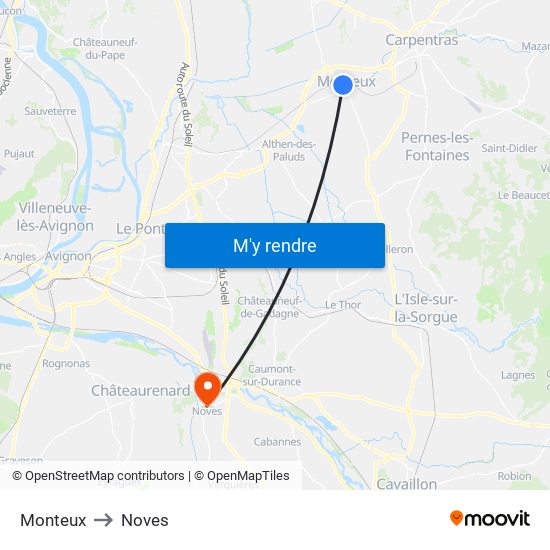 Monteux to Noves map